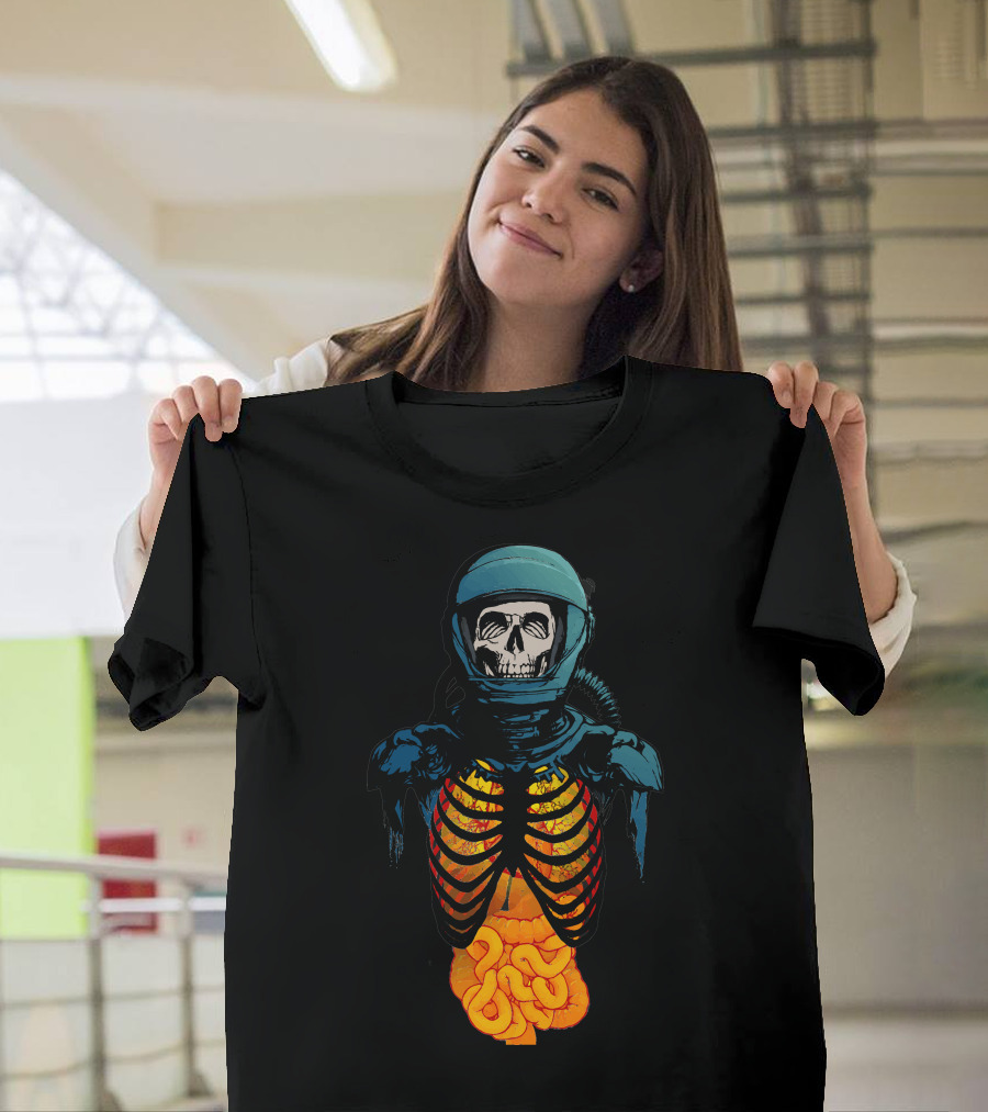 Astronaut Skull Exposed Skeleton and Intestines T-Shirt