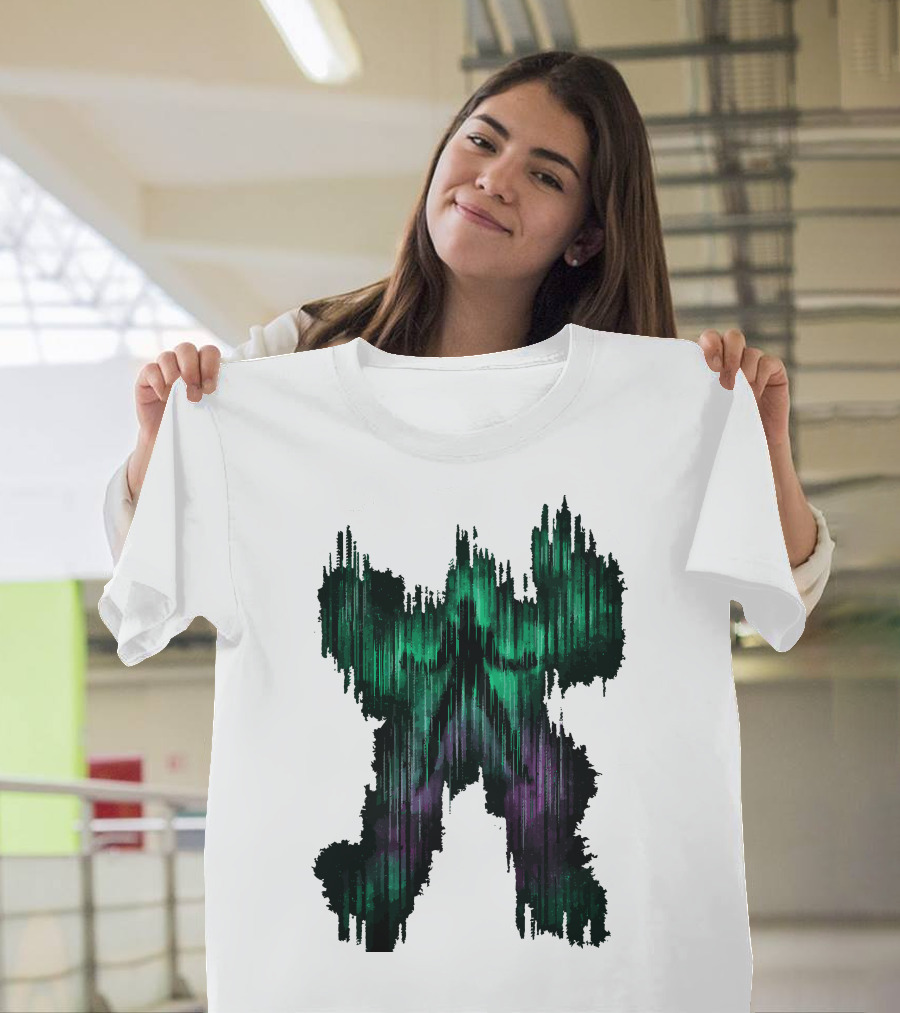 Gamma Rays Silhouette in Green and Purple Abstract T-Shirt