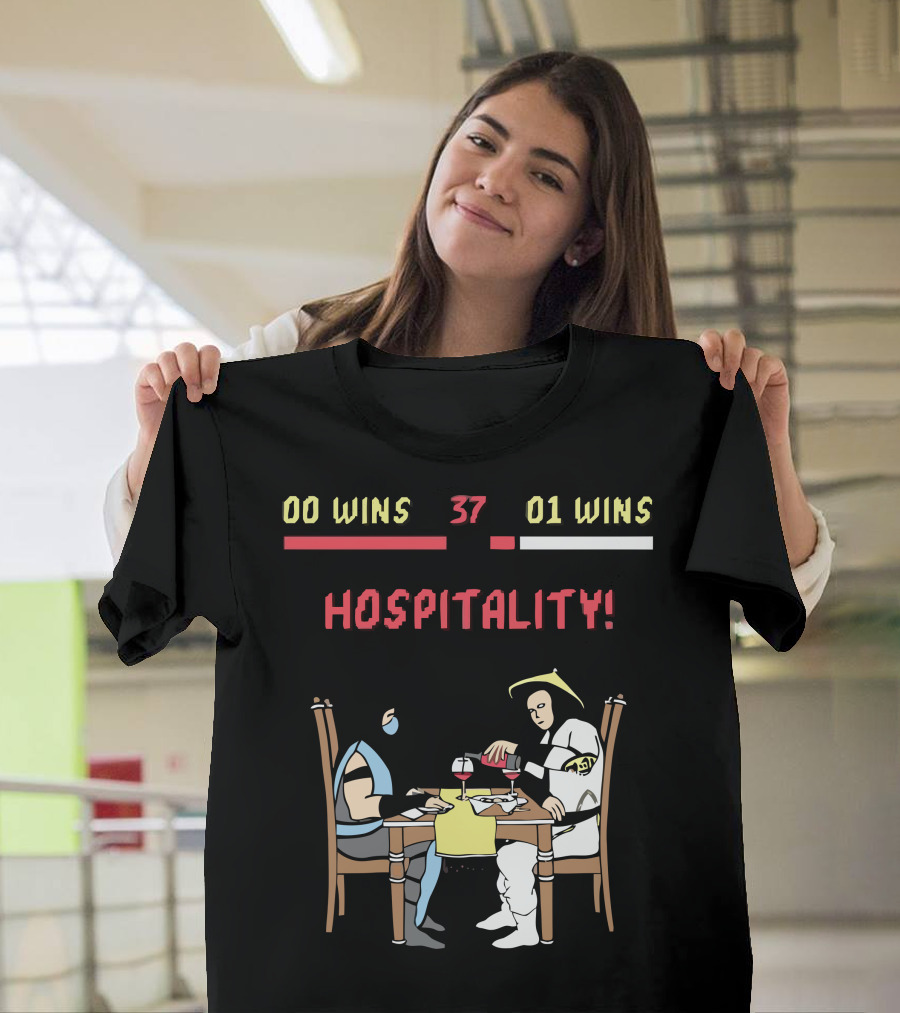 Hospitality 00 Wins 37 01 Wins Gaming Theme Dining Characters T-Shirt