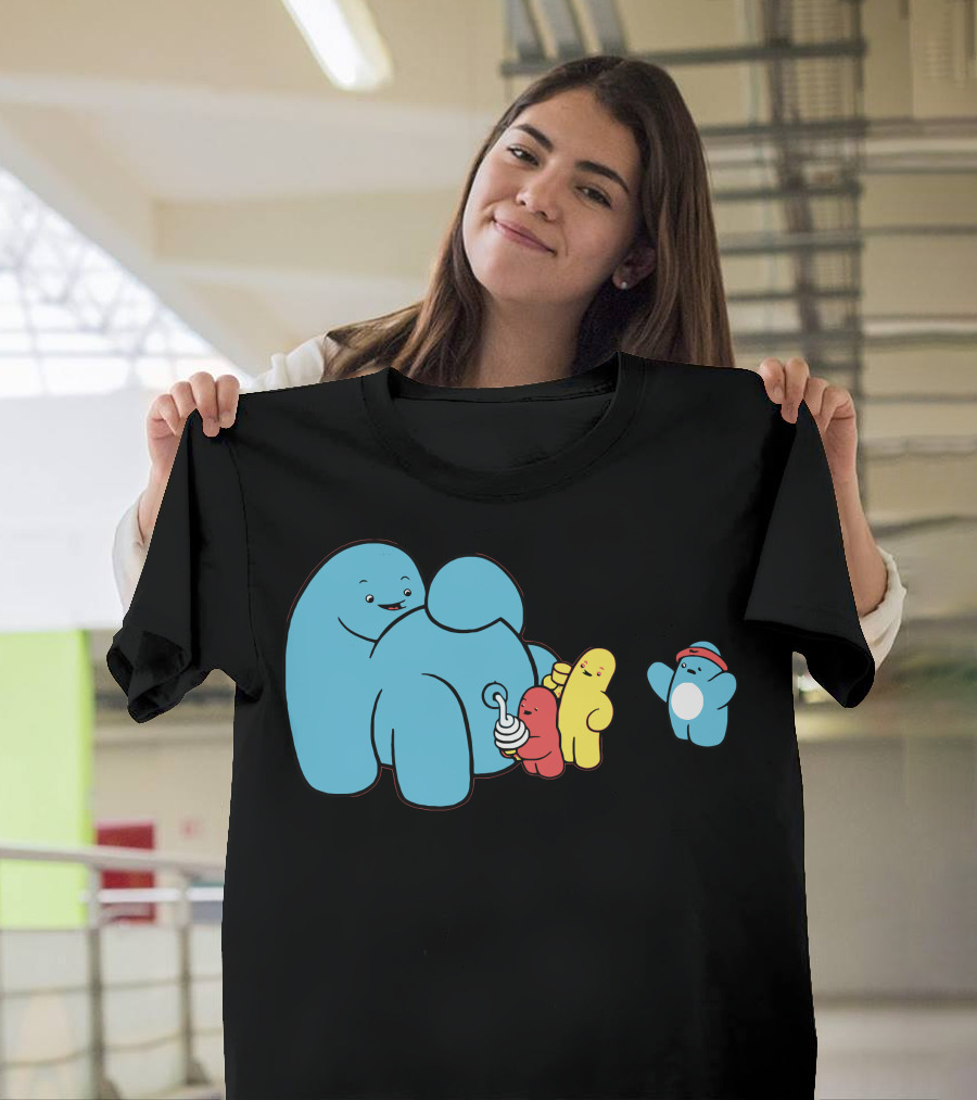 Ice Cream Mann Blue and Red Characters Happiness T-Shirt