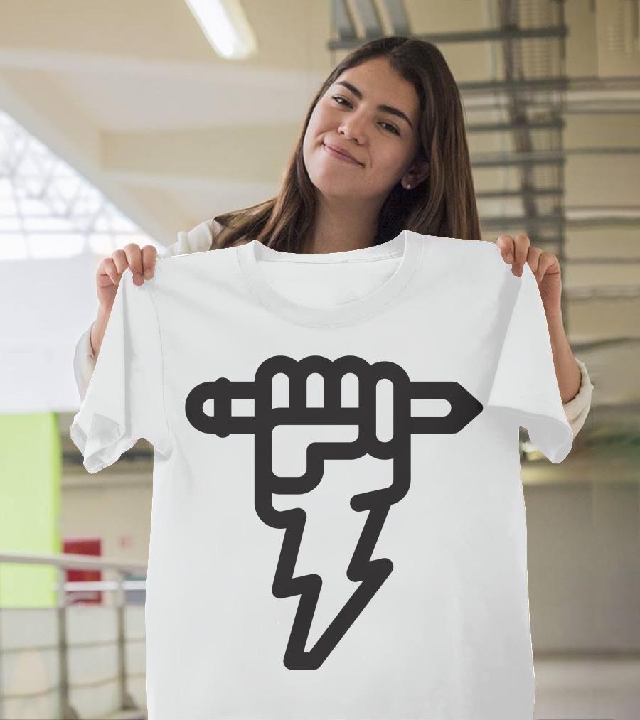 Pencil Fist Lightning Bolt T-Shirt