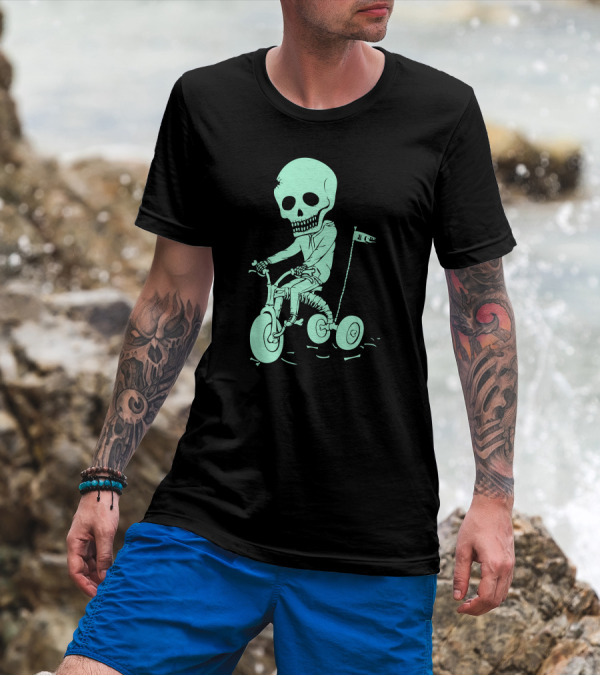 Death Kid Skeleton Tricycle Ride Bone Flag T-Shirt