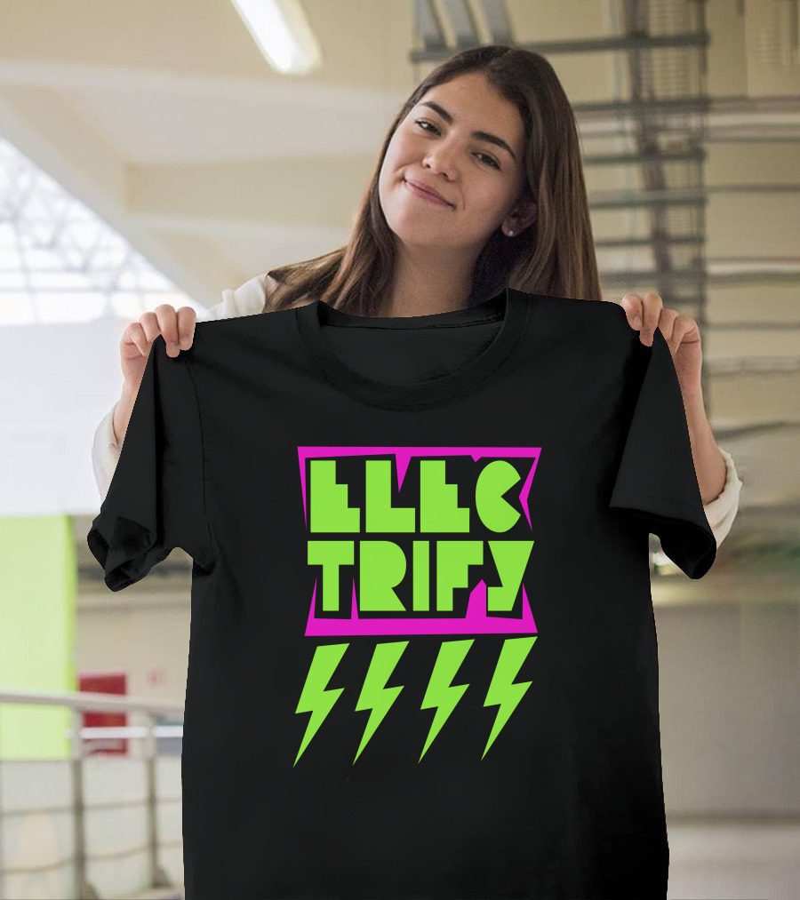 Electrify Bold Neon Lightning Bolts 80s T-Shirt