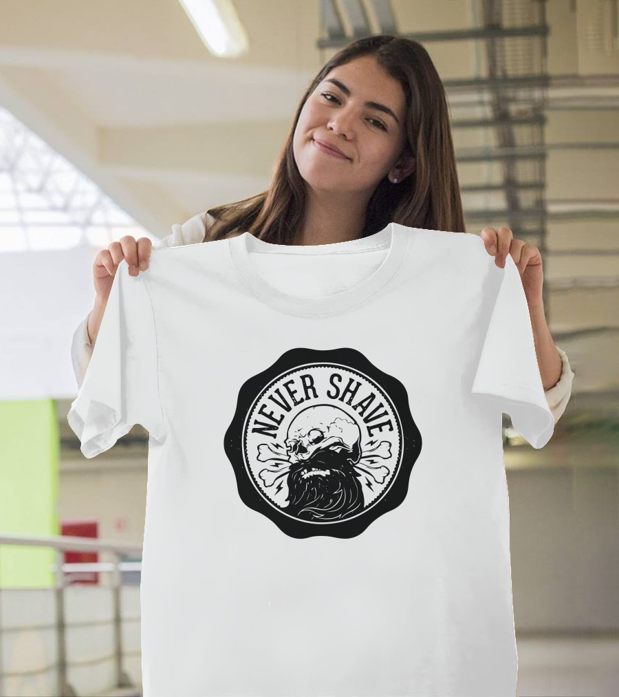 Never Shave Skull with Crossbones and Beard T-Shirt