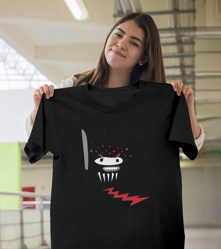 Ninja Cupcake Sword Lightning Black Red T-Shirt