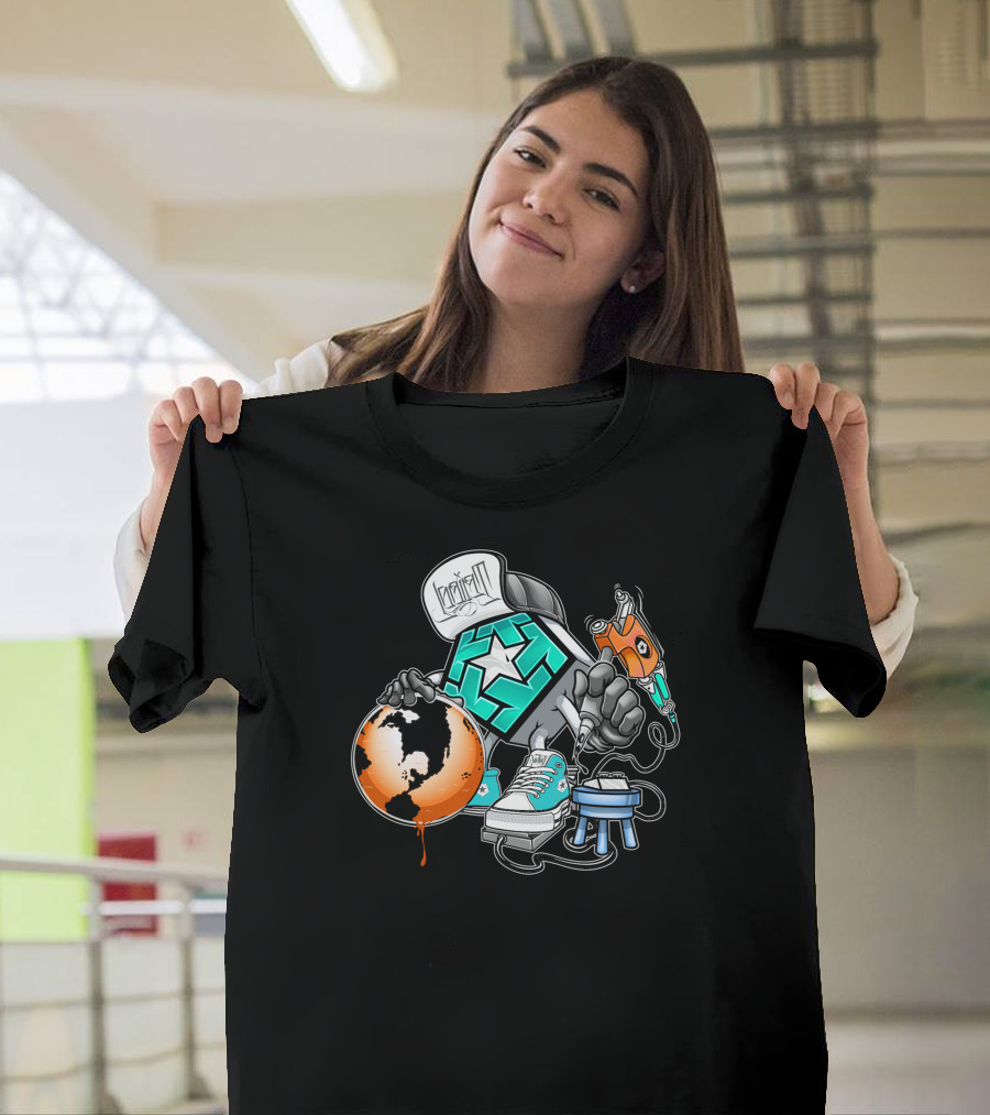 Star Guy Graffiti Art Earth Sneakers T-Shirt