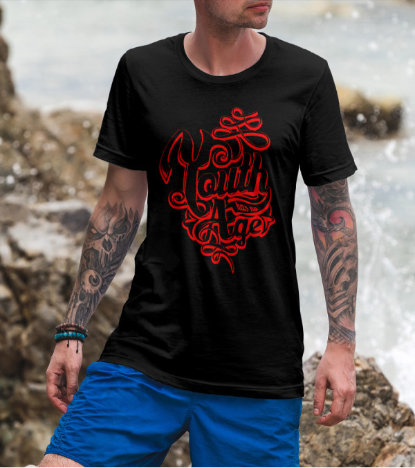 Youth Has No Age Bold Red Script T-Shirt