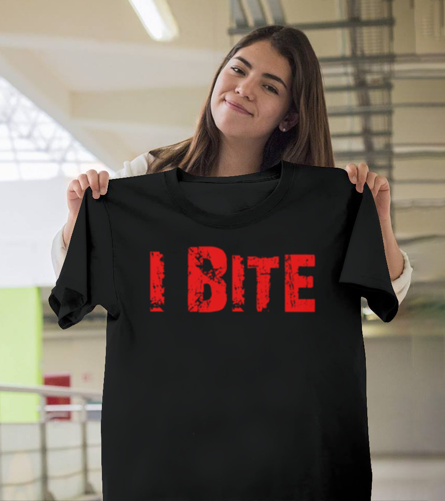 I Bite Text Red T-Shirt