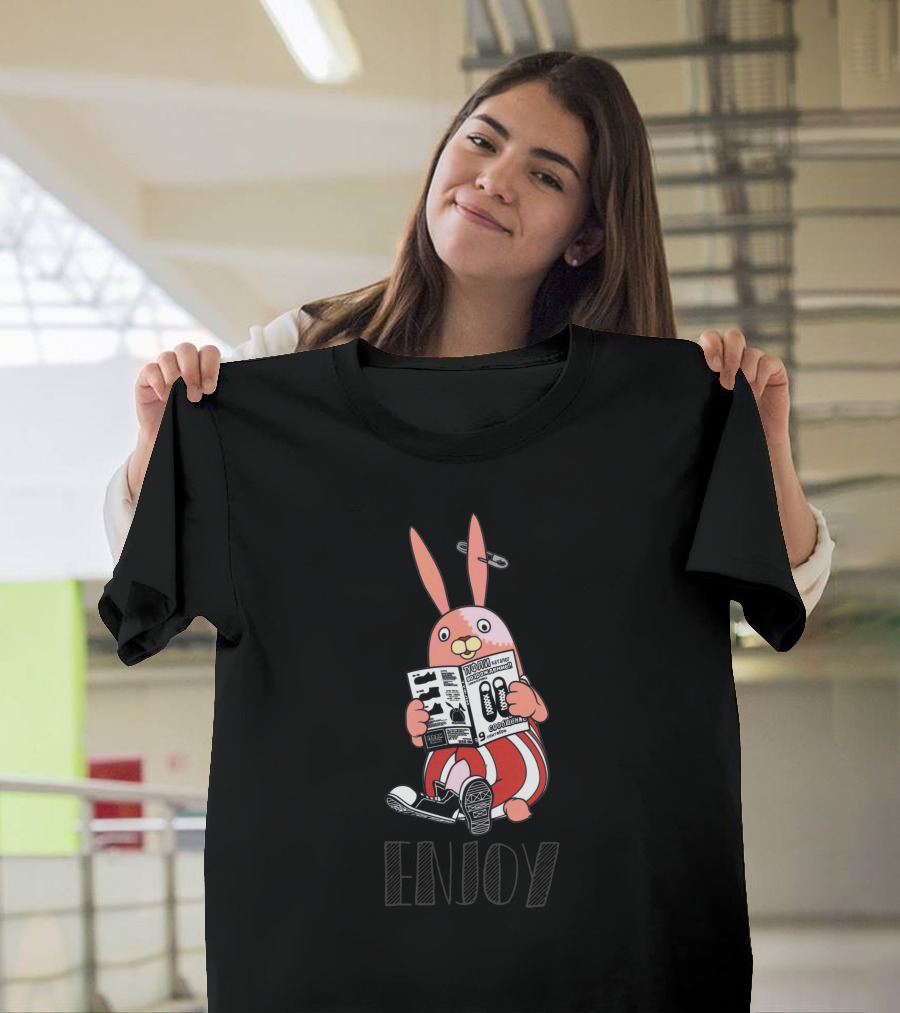 Bunny Hipster Enjoy Magazine Sneakers Safety Pin T-Shirt