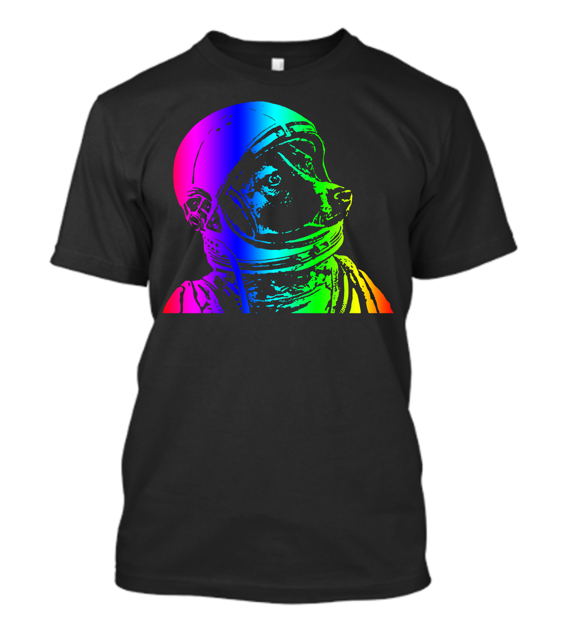 Dog Astronaut Rainbow Helmet T-Shirt