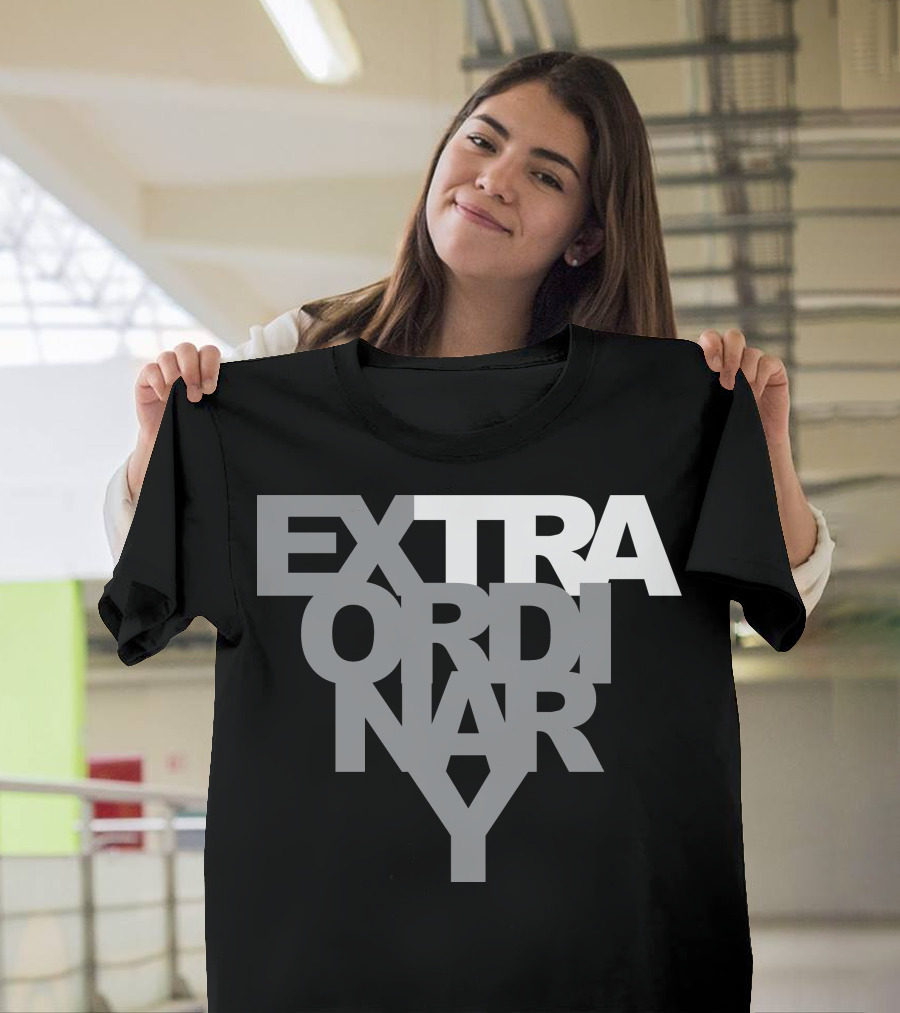 EXTRAORDINARY Bold Typography Black and White Optical Illusion T-Shirt