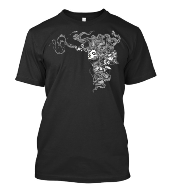 Girl Butterfly Head Flowing Hair Butterflies T-Shirt