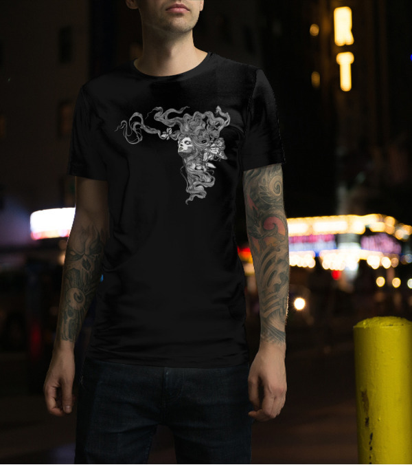 Girl Butterfly Head Flowing Hair Butterflies T-Shirt