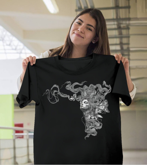 Girl Butterfly Head Flowing Hair Butterflies T-Shirt