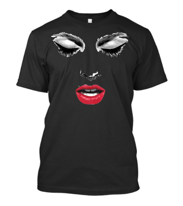 Girl Face With Red Lips And Closed Eyes T-Shirt