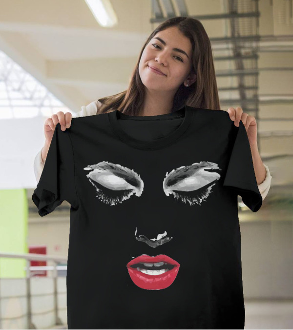 Girl Face With Red Lips And Closed Eyes T-Shirt