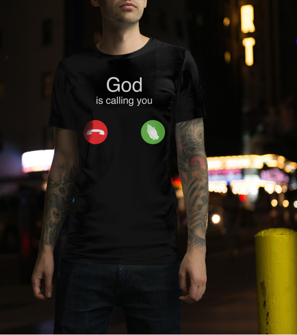 God Is Calling You Phone Icons Prayer Hands T-Shirt
