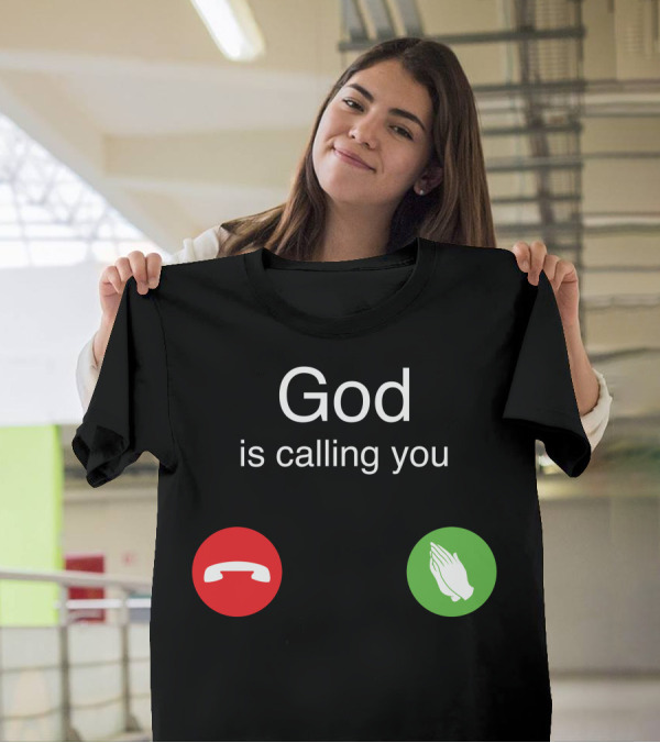 God Is Calling You Phone Icons Prayer Hands T-Shirt