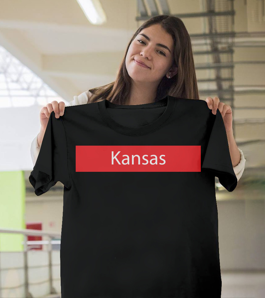 Kansas Bold Red White Text Minimalist T-Shirt