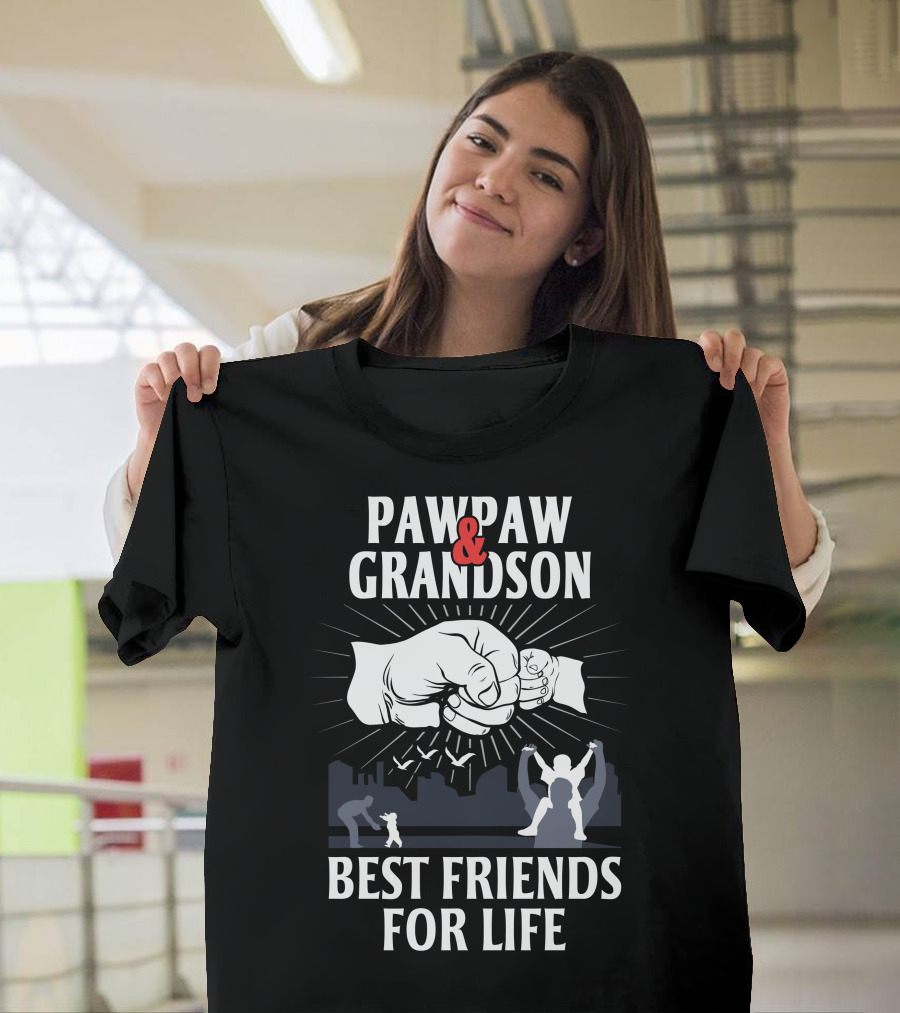 Pawpaw and Grandson Best Friends for Life Fist Bump Skyline T-Shirt