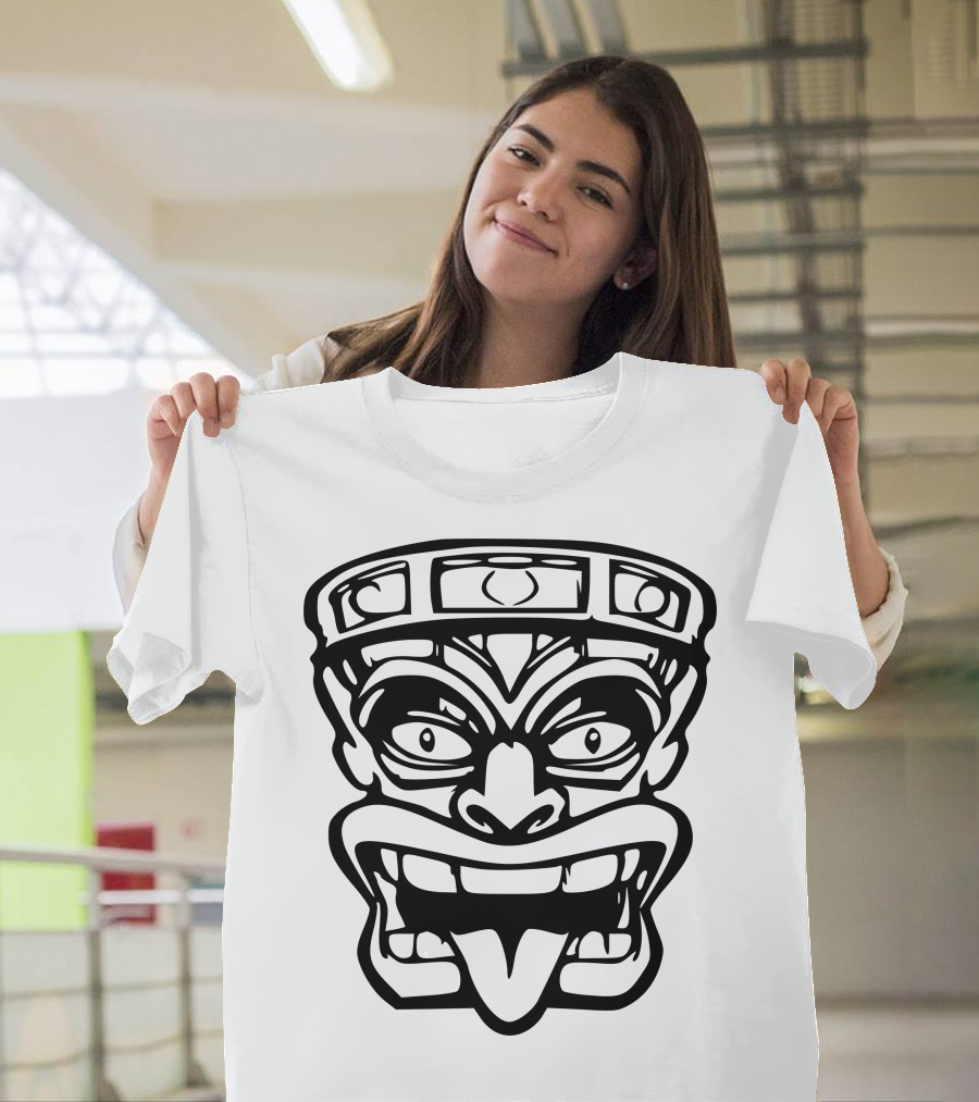 Hawaiian Tiki Mask Black T-Shirt