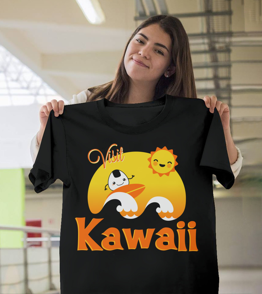 Visit Kawaii Surfing Sunshine and Waves T-Shirt