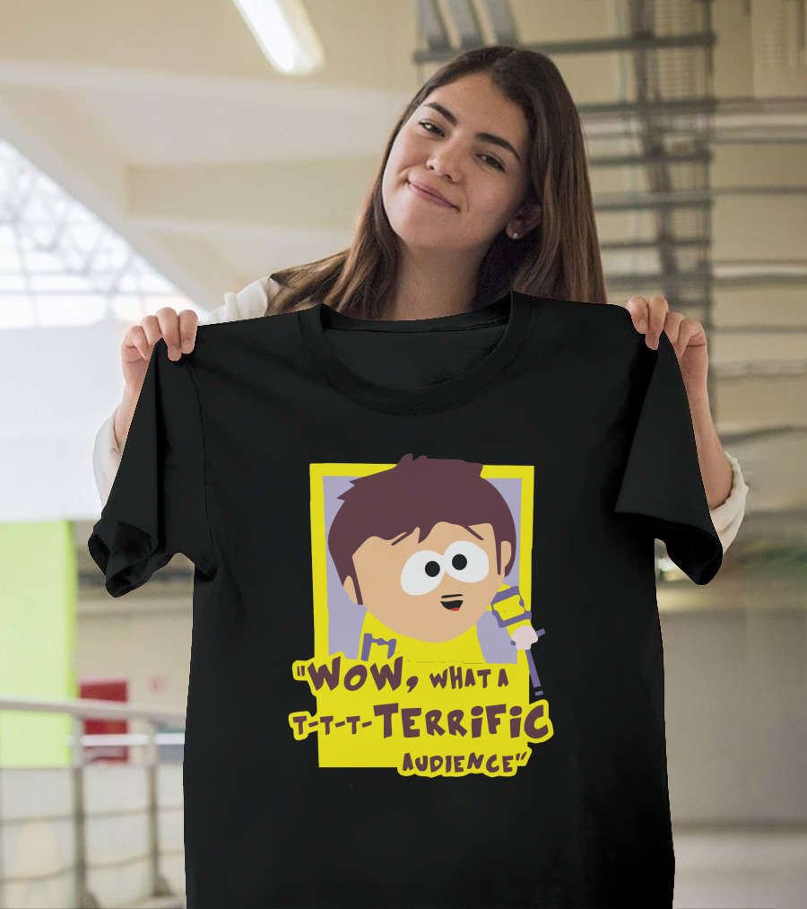 Wow What a T-T-T-Terrific Audience South Park Character with Microphone T-Shirt