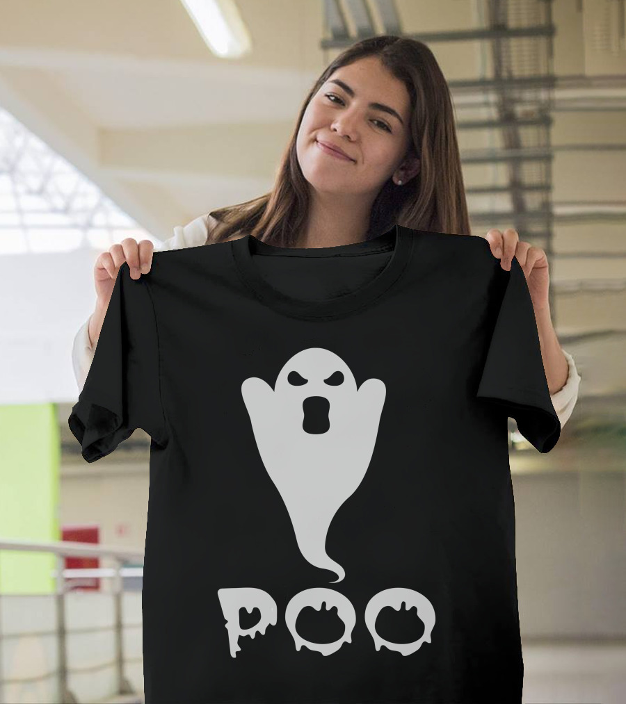 Ghostly Figure with Dripping Text Poo T-Shirt