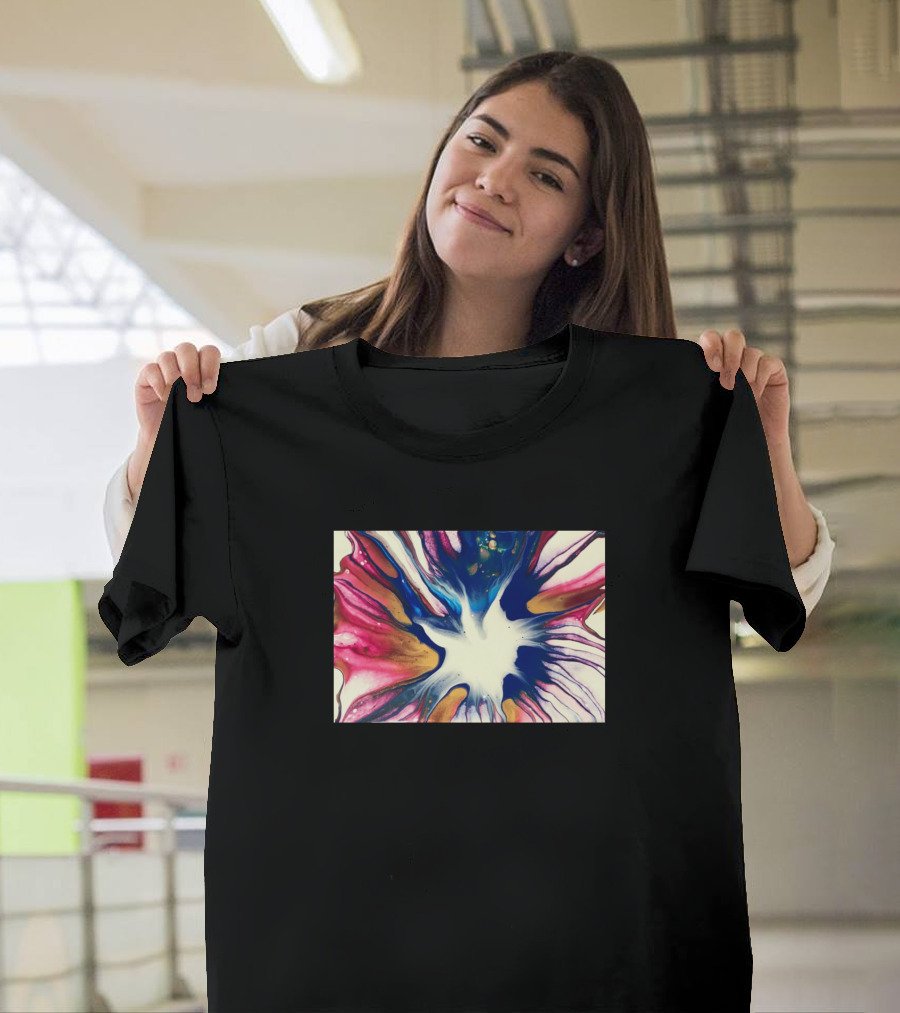 Magenta Blue Gold Spin Burst Pattern Explosion T-Shirt
