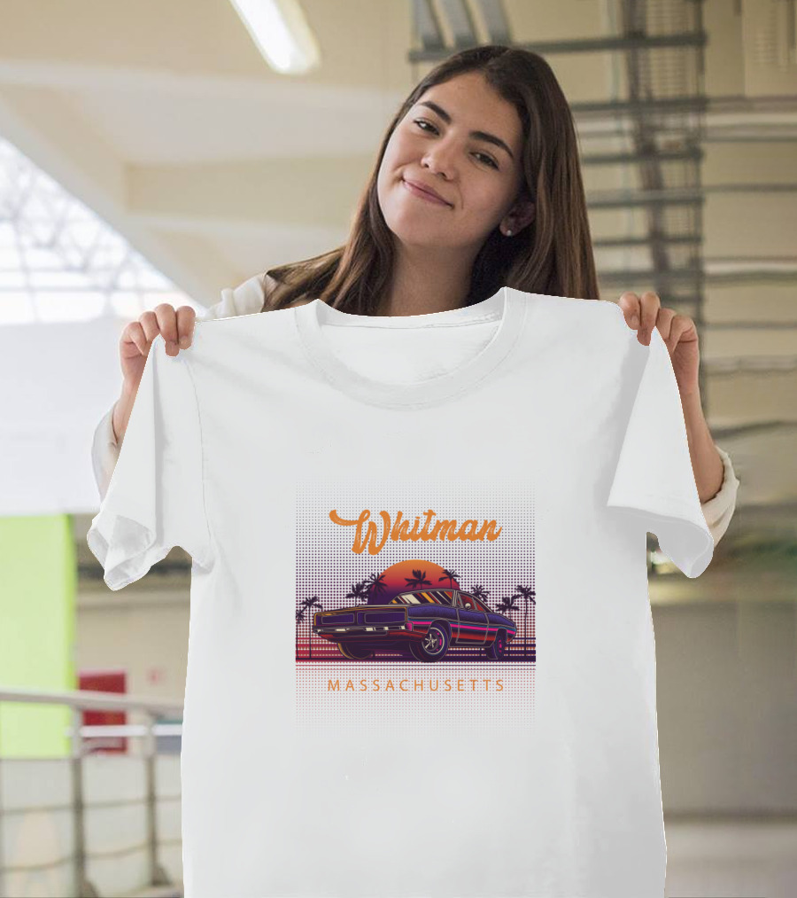 Whitman Massachusetts Vintage Muscle Car Retro Sunset T-Shirt