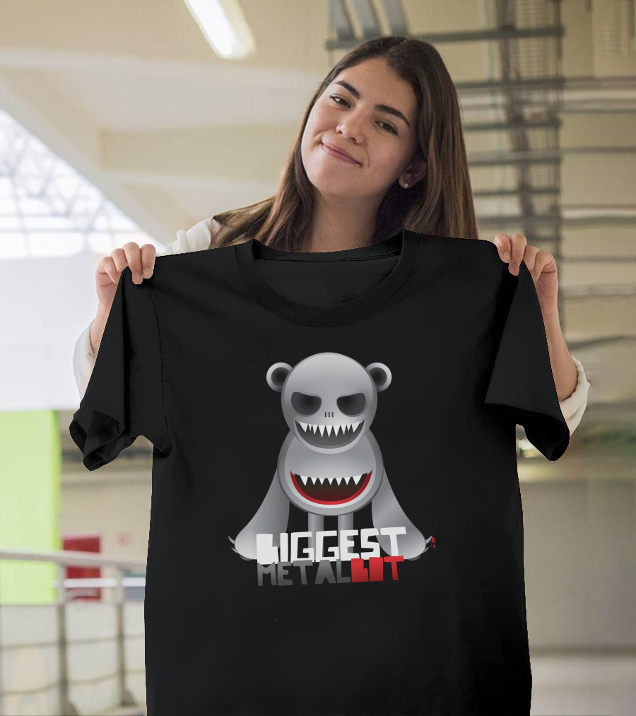 BIGGEST METAL BOT Bear Robot Teeth Black Red T-Shirt
