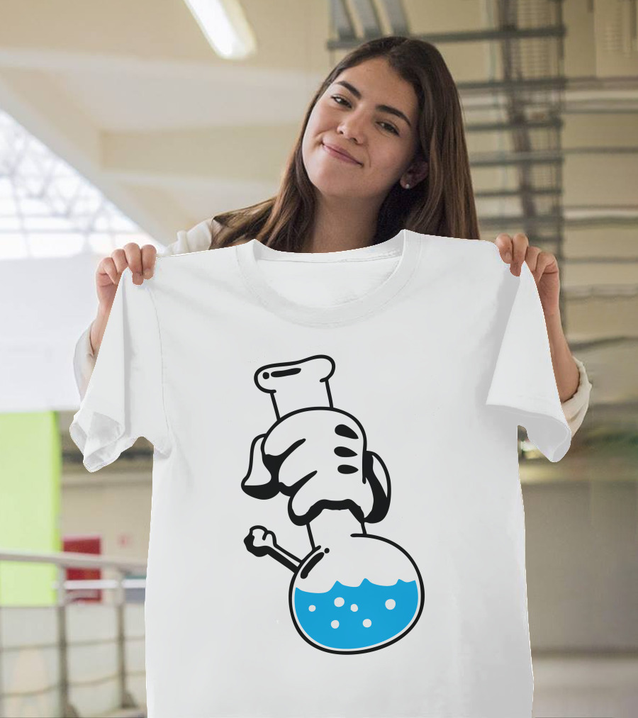 Bong Hands Cartoon Gloved Grip with Blue Bubble Water T-Shirt