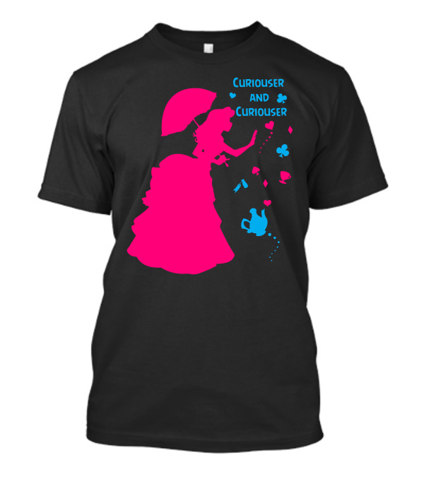 Curiouser And Curiouser Alice Silhouette With Heart And Teapot Accents T-Shirt