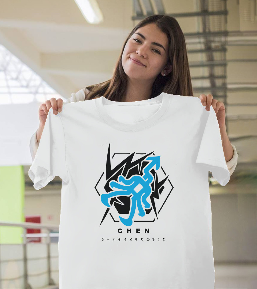 Exo Chen Superpower Symbols and Blue Figure T-Shirt