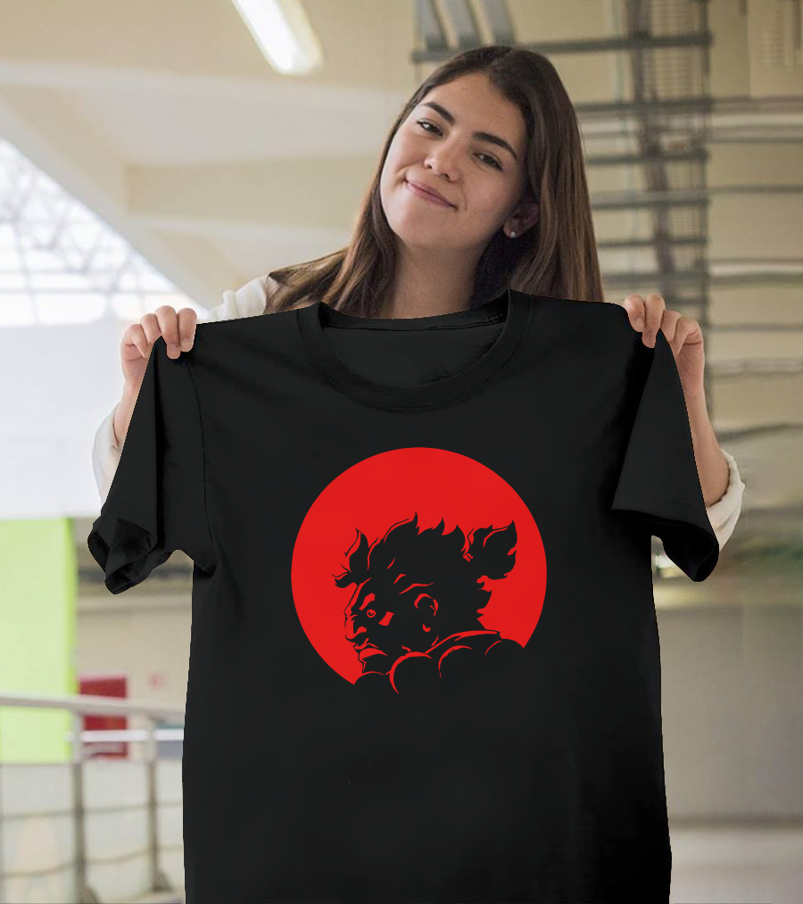 Great Devil Akuma Silhouette Red Circular Background Street Fighter T-Shirt