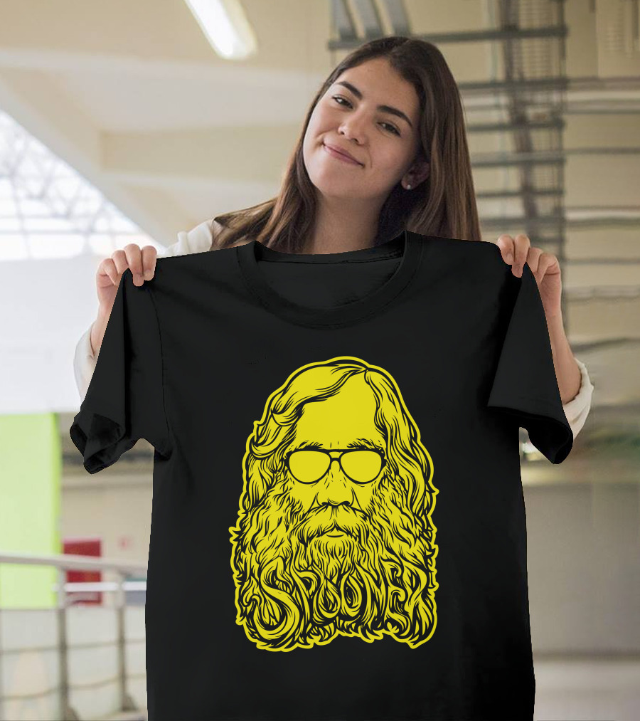 Lysander Spooner Too Cool with Bold Yellow Bearded Icon Wearing Sunglasses T-Shirt