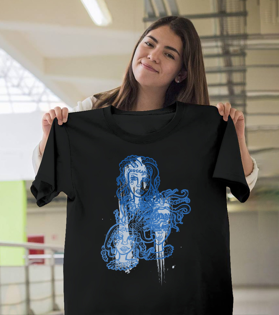 Octowomen Blue Ink Faces T-Shirt