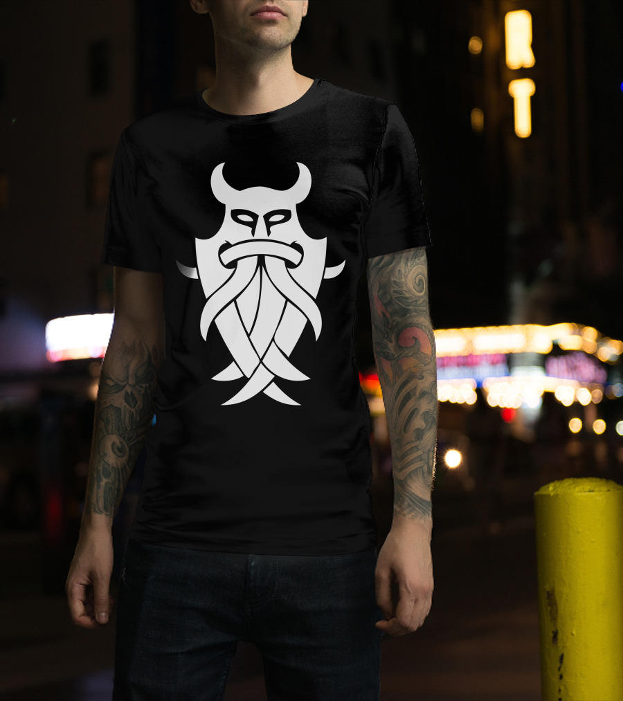 Odins Mask Tribal Norse Mythology Viking T-Shirt