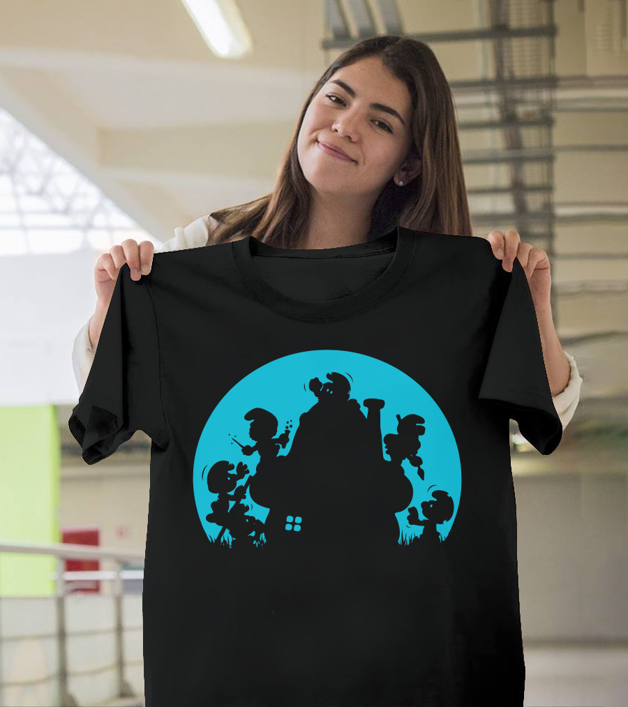 Smurf For Your Life Silhouette Moon House Scene T-Shirt