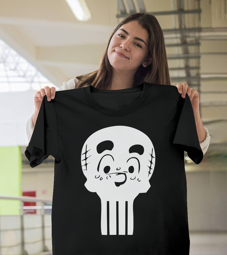 Square Skull Cute Cartoon Style Playful Expression T-Shirt