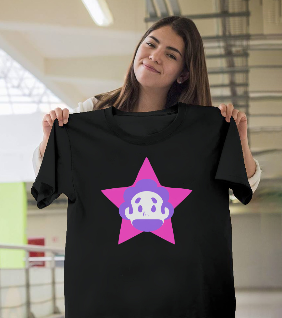 Steven Star Character Face in Pink and Purple Star T-Shirt