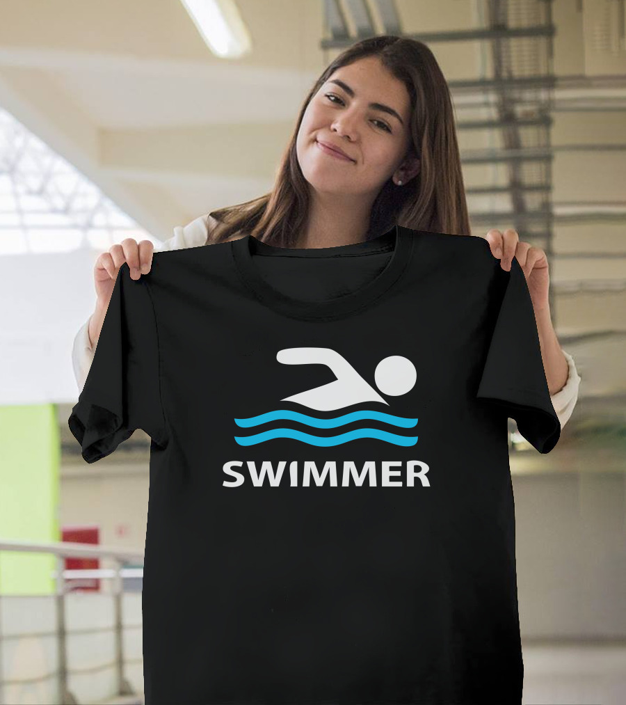 Swimmer Iconic Stroke Blue Waves T-Shirt