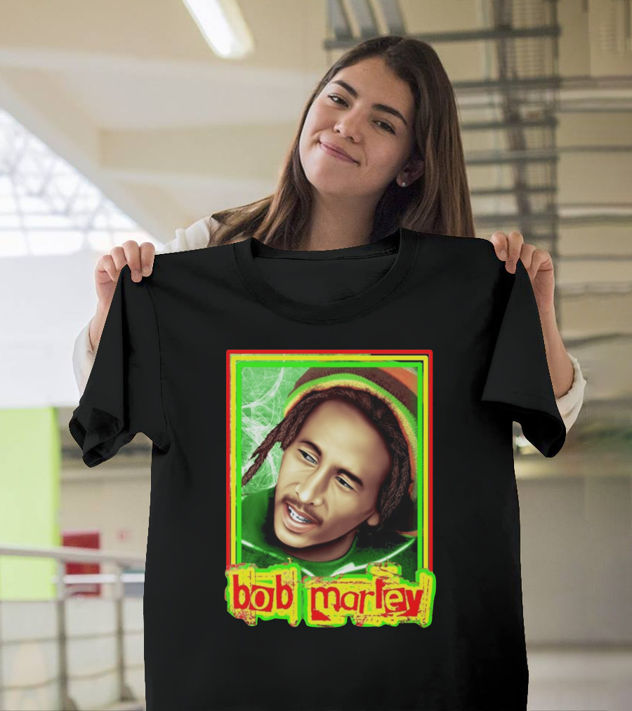Bob Marley RastaReggae Vibrant Portrait Rasta Colors T-Shirt