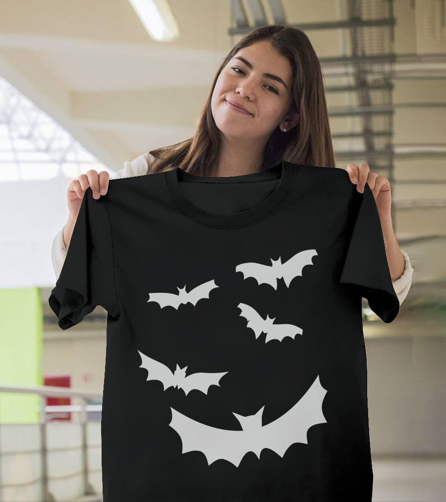 Flying Bats Black Tee Halloween T-Shirt
