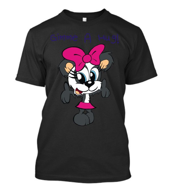 Gimme A Hug Cute Cartoon Character With Pink Bow T-Shirt