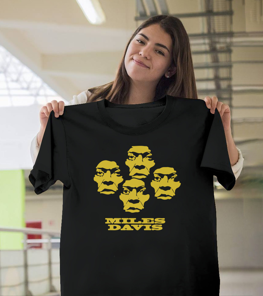 Miles Davis Iconic Yellow Portrait Faces T-Shirt