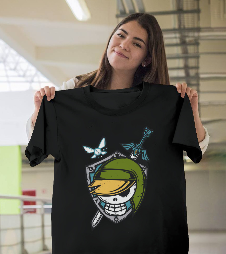 Legendary Pirate Hylian Shield Skull With Navi And Master Sword T-Shirt
