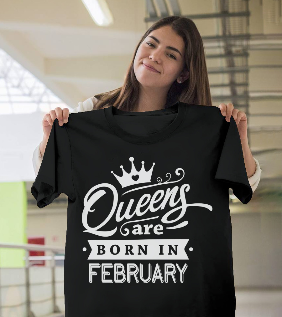 Queens Are Born In February Crown T-Shirt