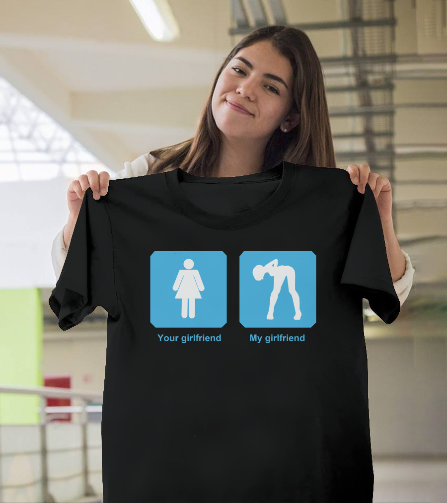 Your Girlfriend My Girlfriend Sign Comparison Icon Silhouette Contrast T-Shirt