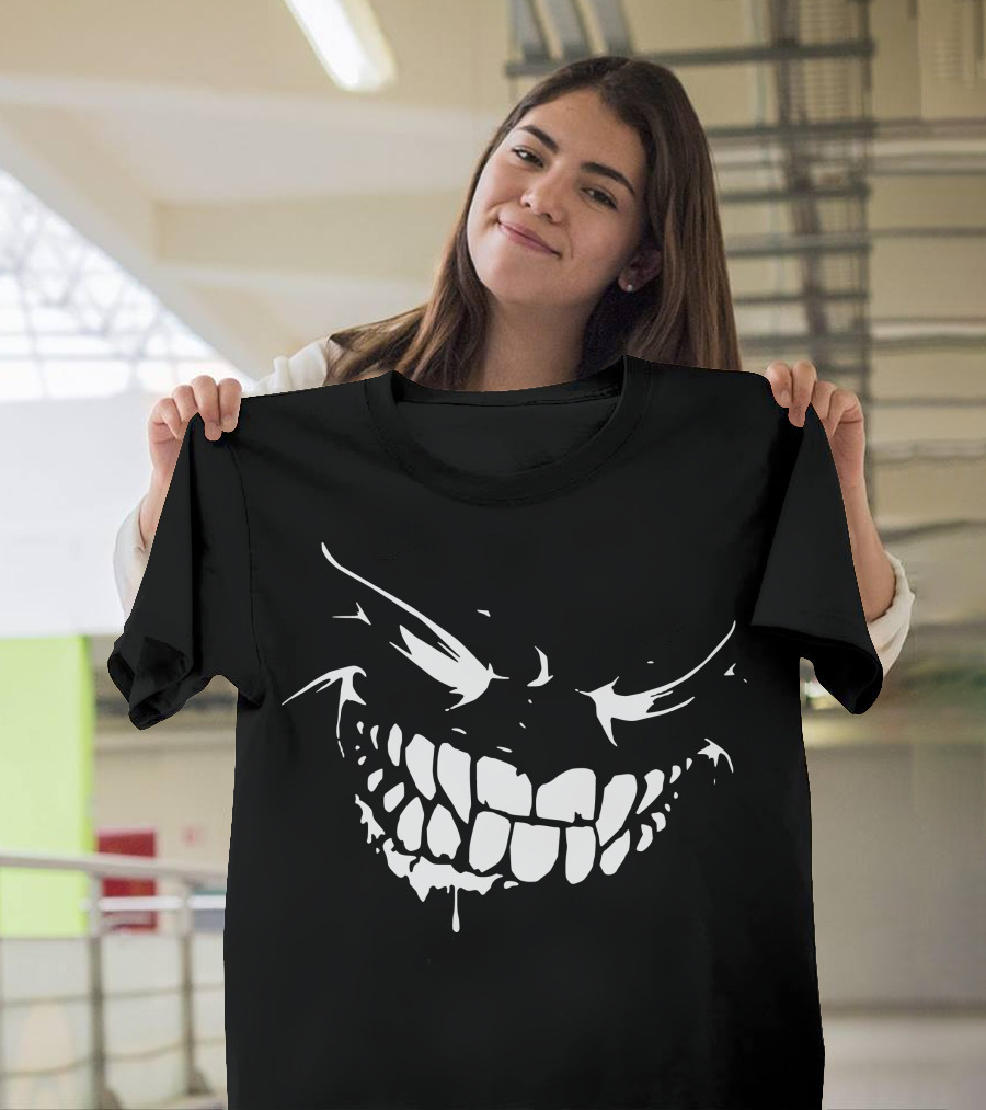 Scary Grinning Dripping Teeth Face T-Shirt